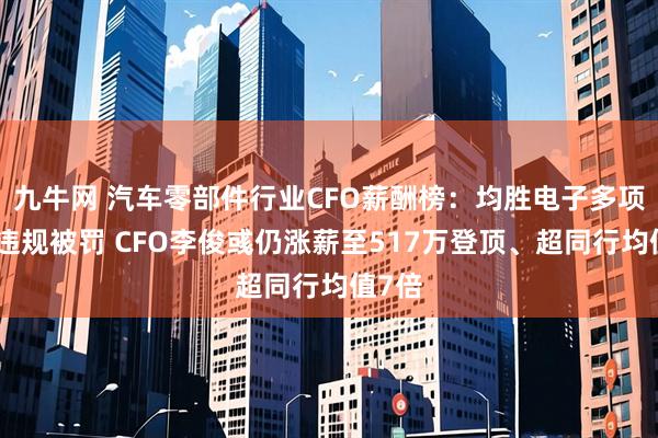 九牛网 汽车零部件行业CFO薪酬榜：均胜电子多项重大违规被罚 CFO李俊彧仍涨薪至517万登顶、超同行均值7倍
